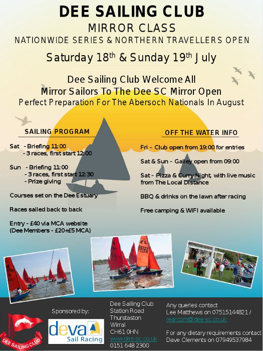 A poster for a Mirror Open Meeting at Dee Sailing Club