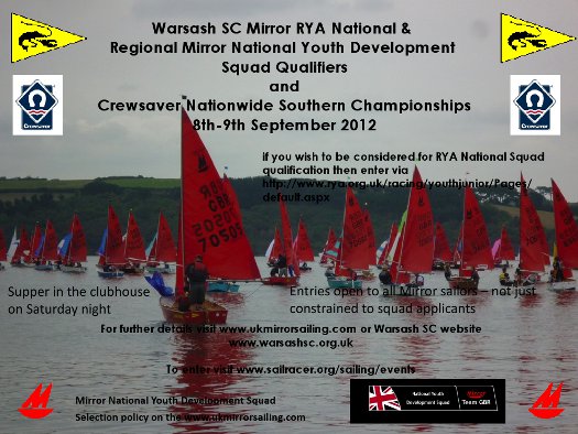 Poster for Warsash SC Mirror Southern Area Championships and Squad Selector