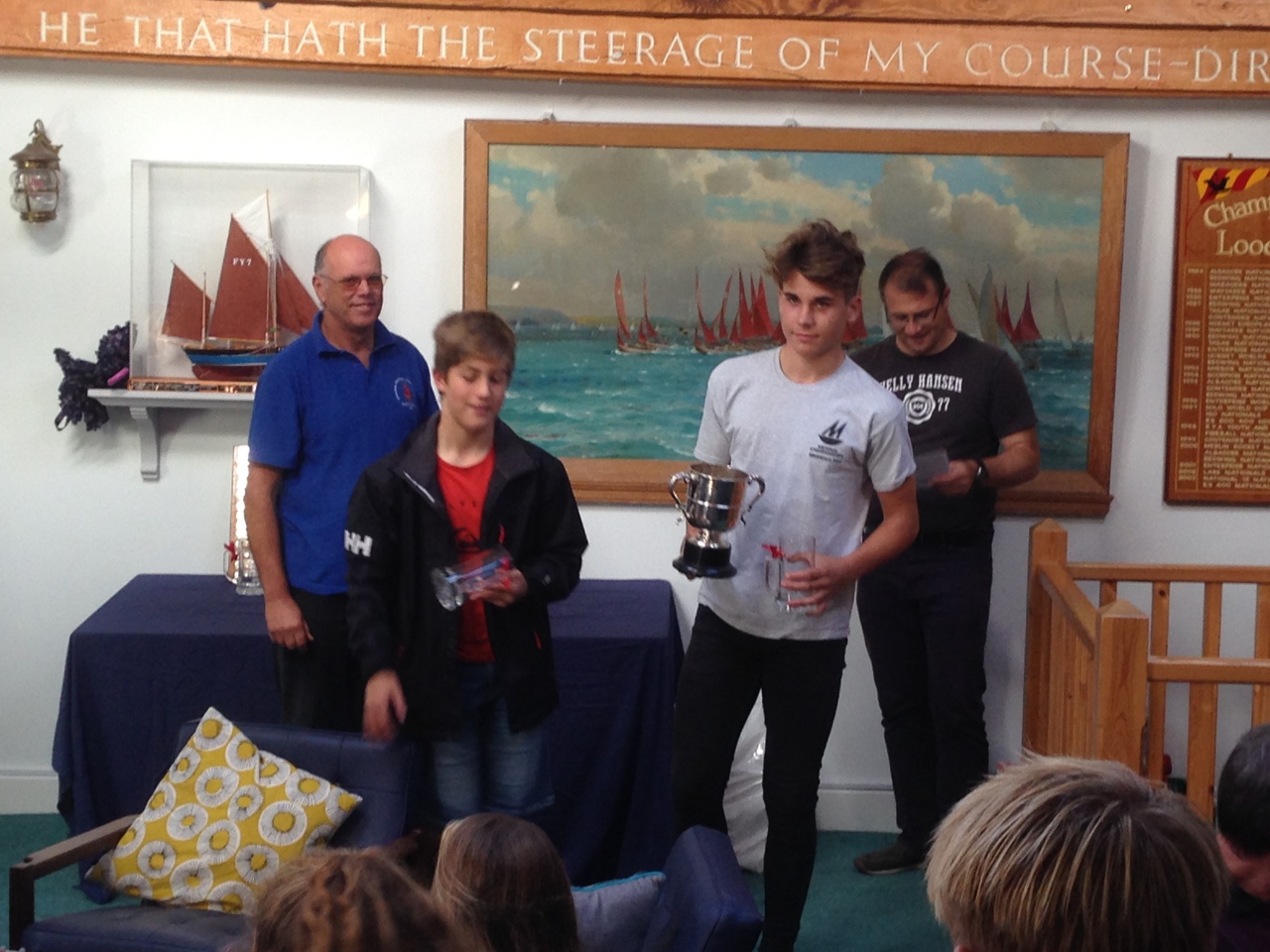 Two boys with silver cup