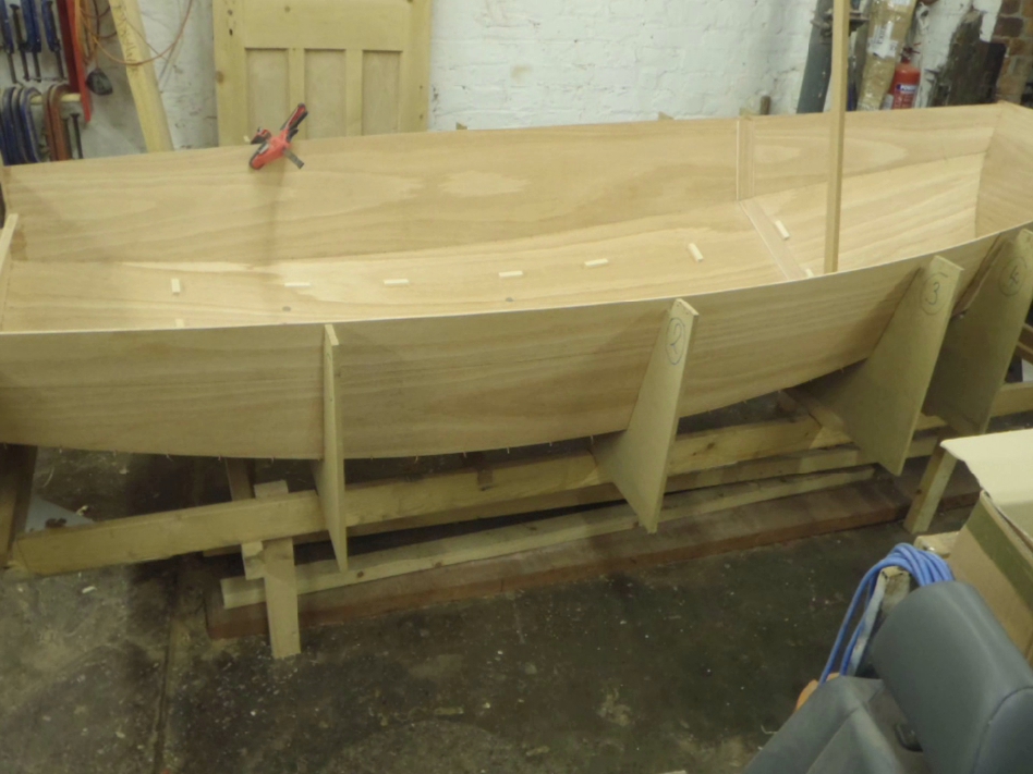 A Mirror dinghy under construction from a wooden kit