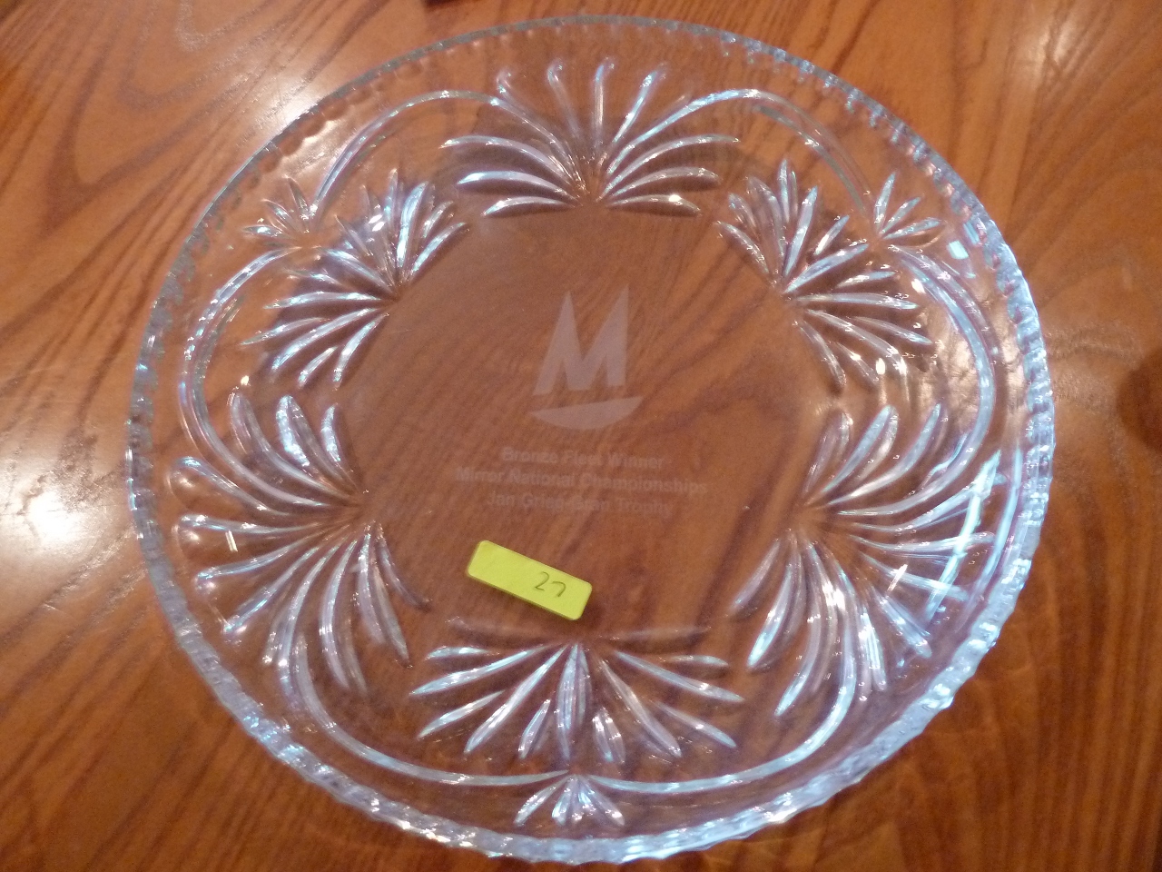 An engraved glass plate